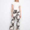 Printed Cropped Linen Blend Pants - Leaflet
