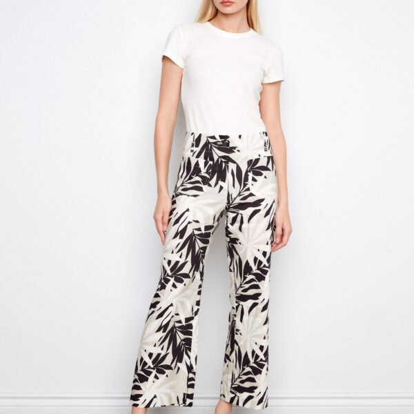048a90ed946e2995bac33924416e76e9.jpg Printed Cropped Linen Blend Pants - Leaflet