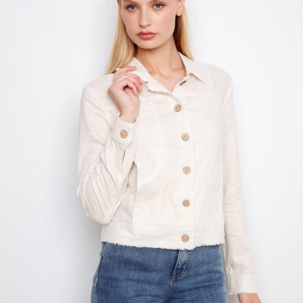 Foiled Linen Blend Jacket - Champagne