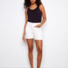 Stretch Twill Shorts With Patch Pockets - White
