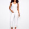 Flare Twill Pants With Zigzag Embroidery - White