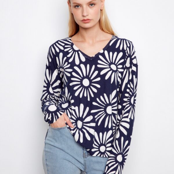 5d0d915e4330138beab36e35f2357bf7.jpg Reversible Printed V-Neck Sweater - Nautic