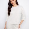 Soft Scuba 3/4 Sleeve Top - Heather Light Grey