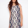 Printed Sleeveless Linen Blend Dress - Tahiti