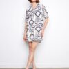 Printed Cotton Blend Henley Shirt Dress - Ornament