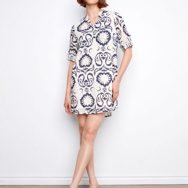 c6b59400c6e92d6b60f931863f519e3f.jpg Printed Cotton Blend Henley Shirt Dress - Ornament