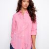 Textured Cotton Button-Down Shirt - Candy