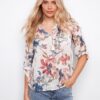 Printed Cotton Gauze Half-Button Blouse - Artist