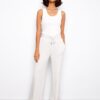 Soft Scuba Wide Leg Jogger Pants - Heather Light Grey