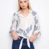 Printed Linen Blend Button-Up Blouse - Jean