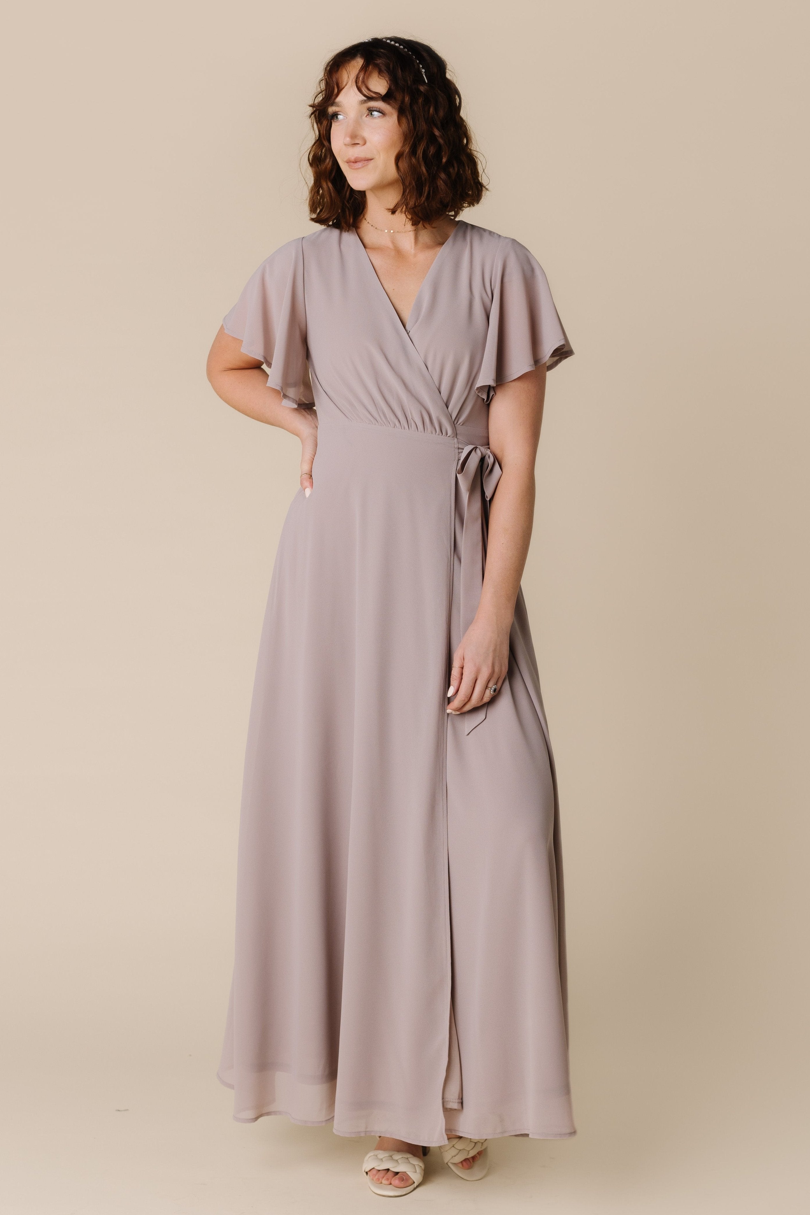 3-1-23Arbor-9.jpg Naples Flutter Sleeve Wrap Maxi - Blush Taupe