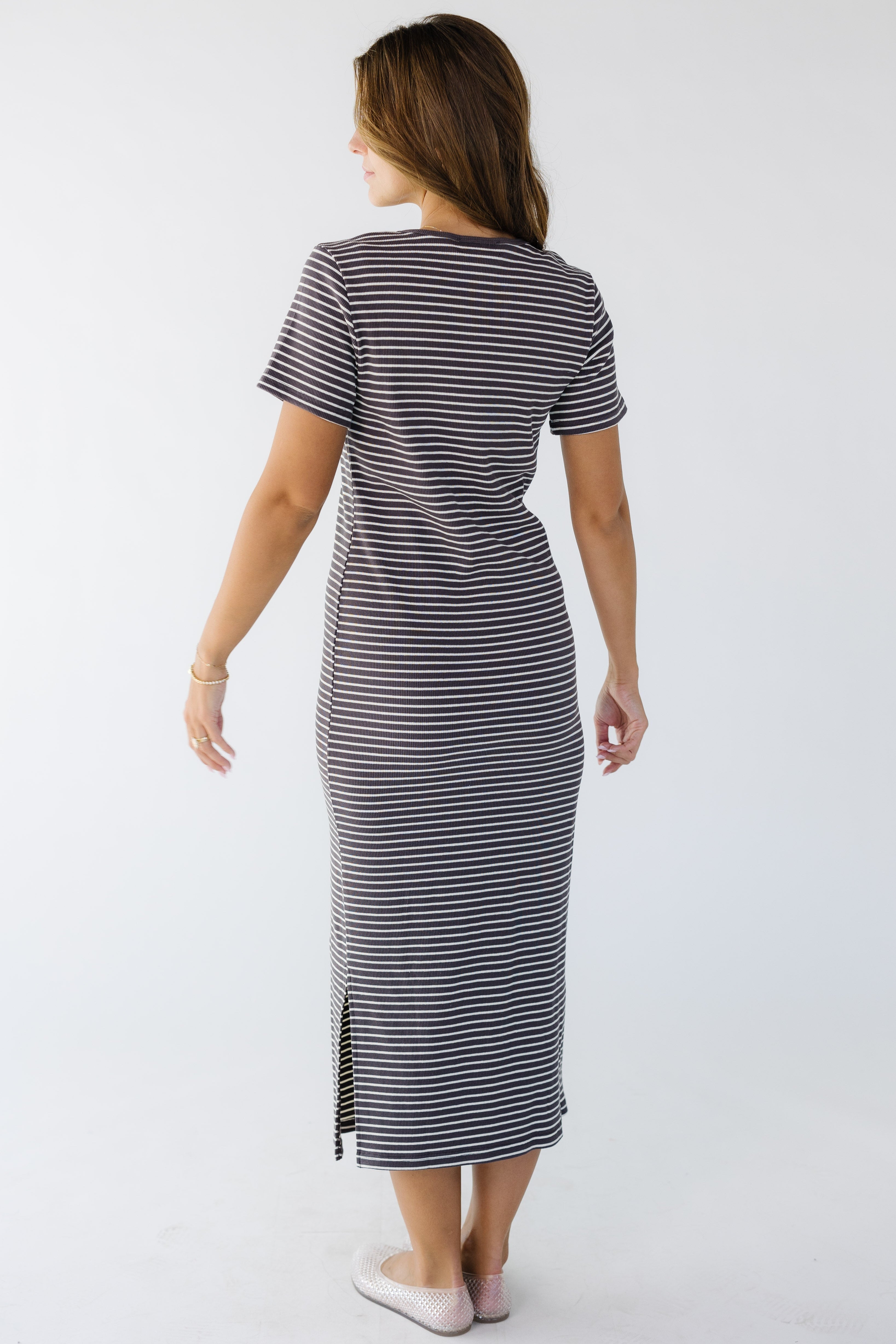 Brass & Roe Striped Midi Dress