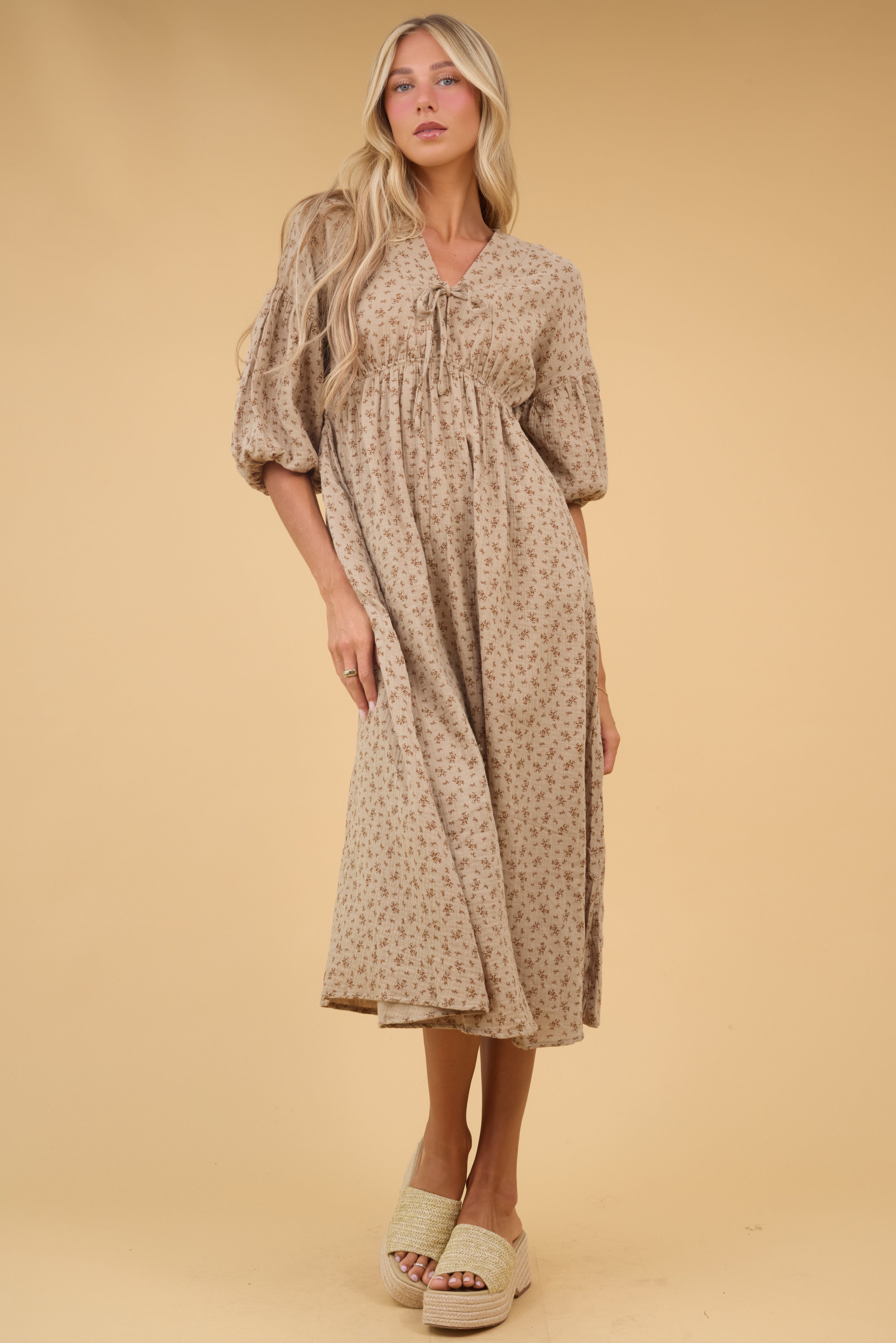 Brass & Roe Gauze Tie Front Dress