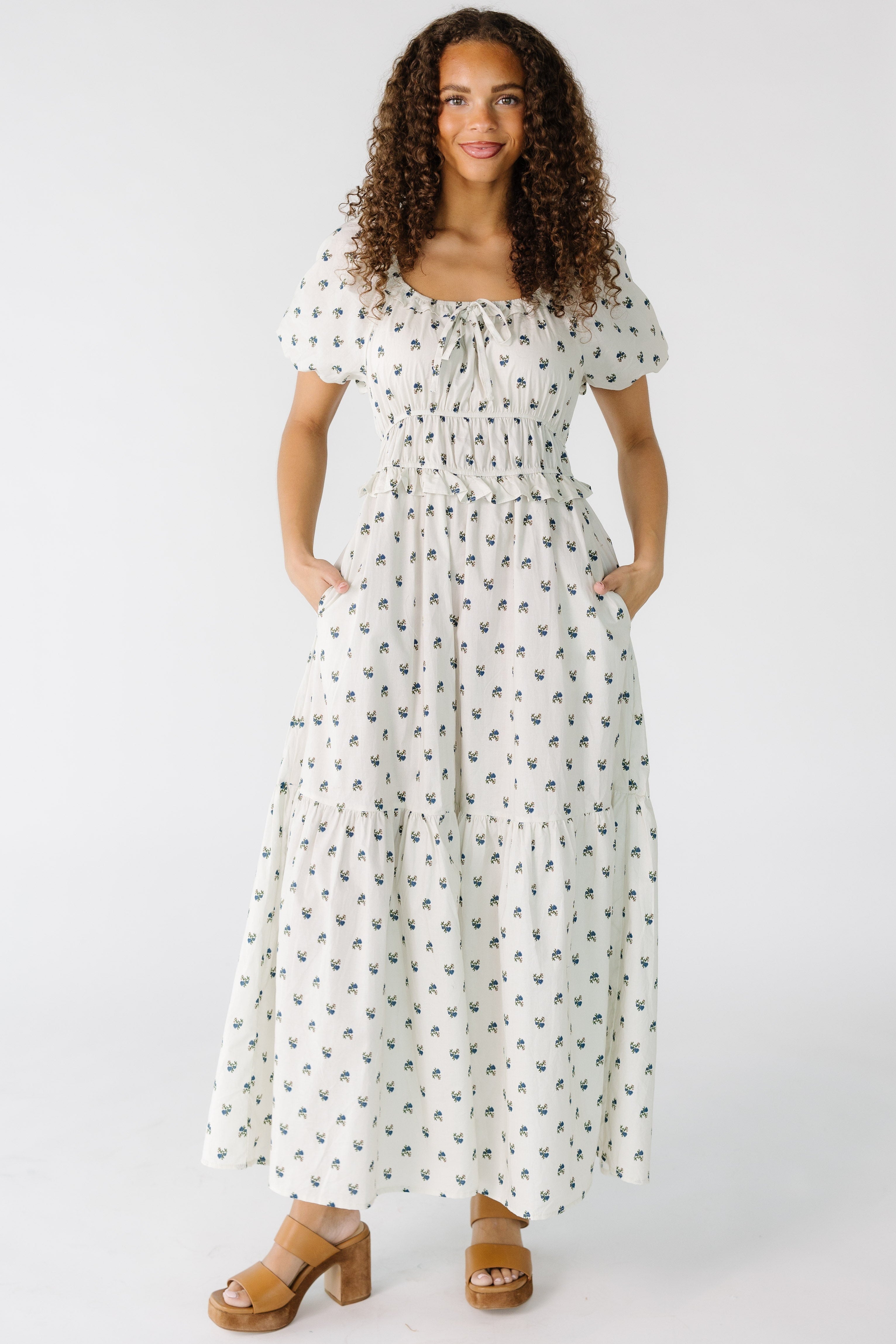 Brass_RoeJenaDressincreamandbluefloralforwomenandteens.jpg Brass & Roe The Jena Dress