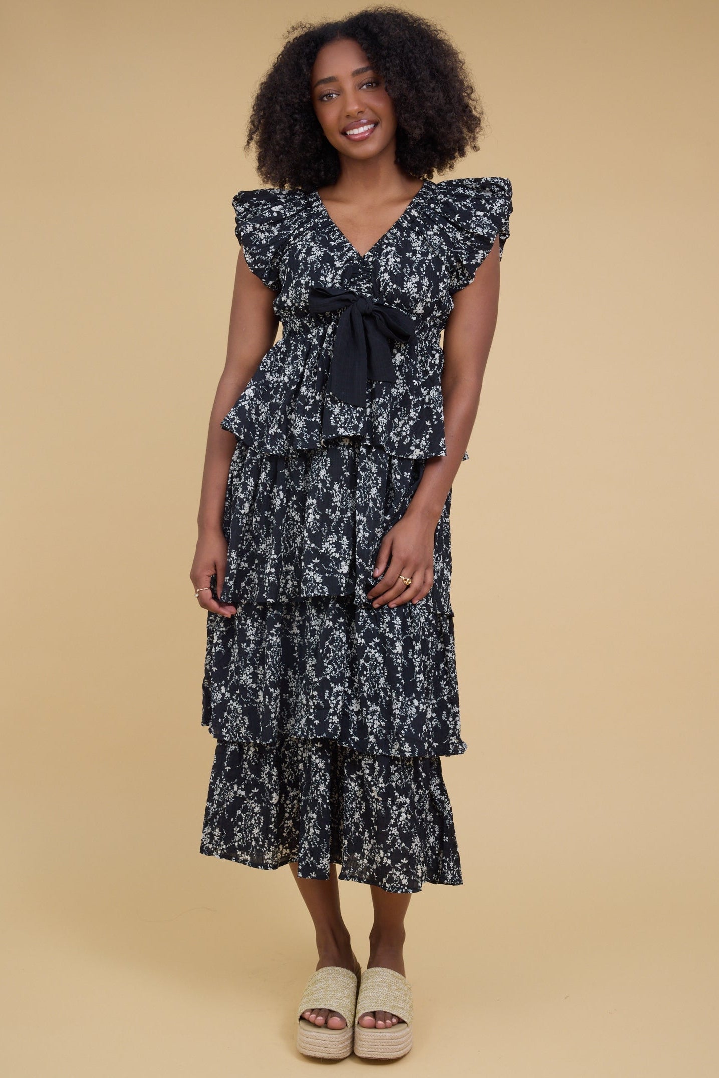 Brass_RoeLucyTieredDressinblackfloralprintforwomenandteengirls.jpg Brass & Roe Lucy Tiered Dress