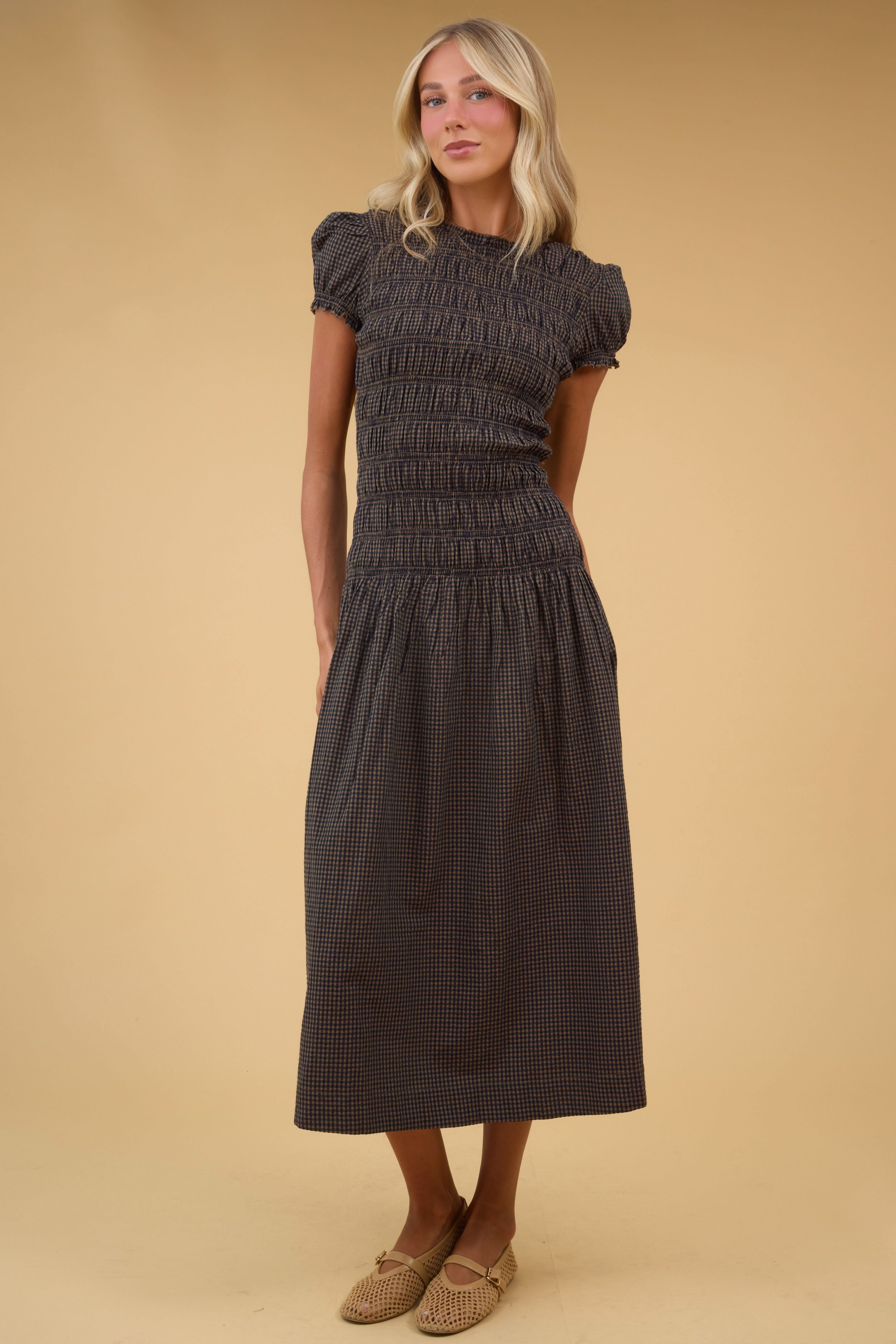 Brass & Roe Maci Smocked Maxi Dress