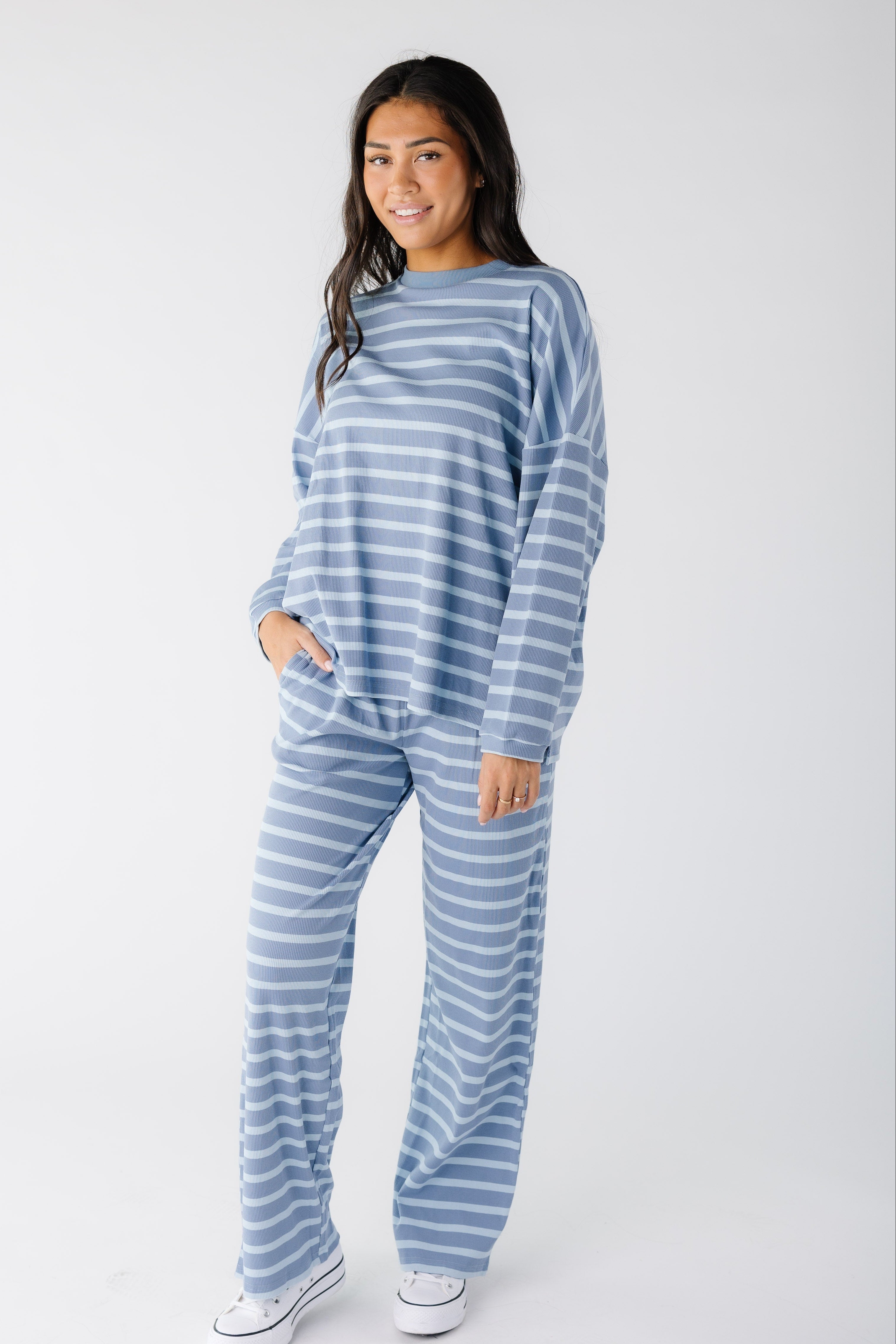 Called_To_Surf_Cutie_Everyday_Set_in_Dusty_light_blue_for_women_and_teens.jpg Cutie Everyday Stripe Set - Cotton Ribbed