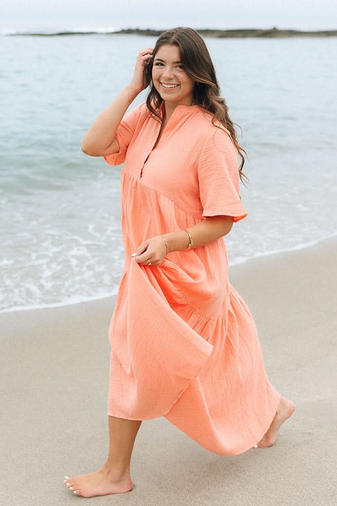 DSC07747.jpg Brass & Roe Pondering Gauze Dress - Coral