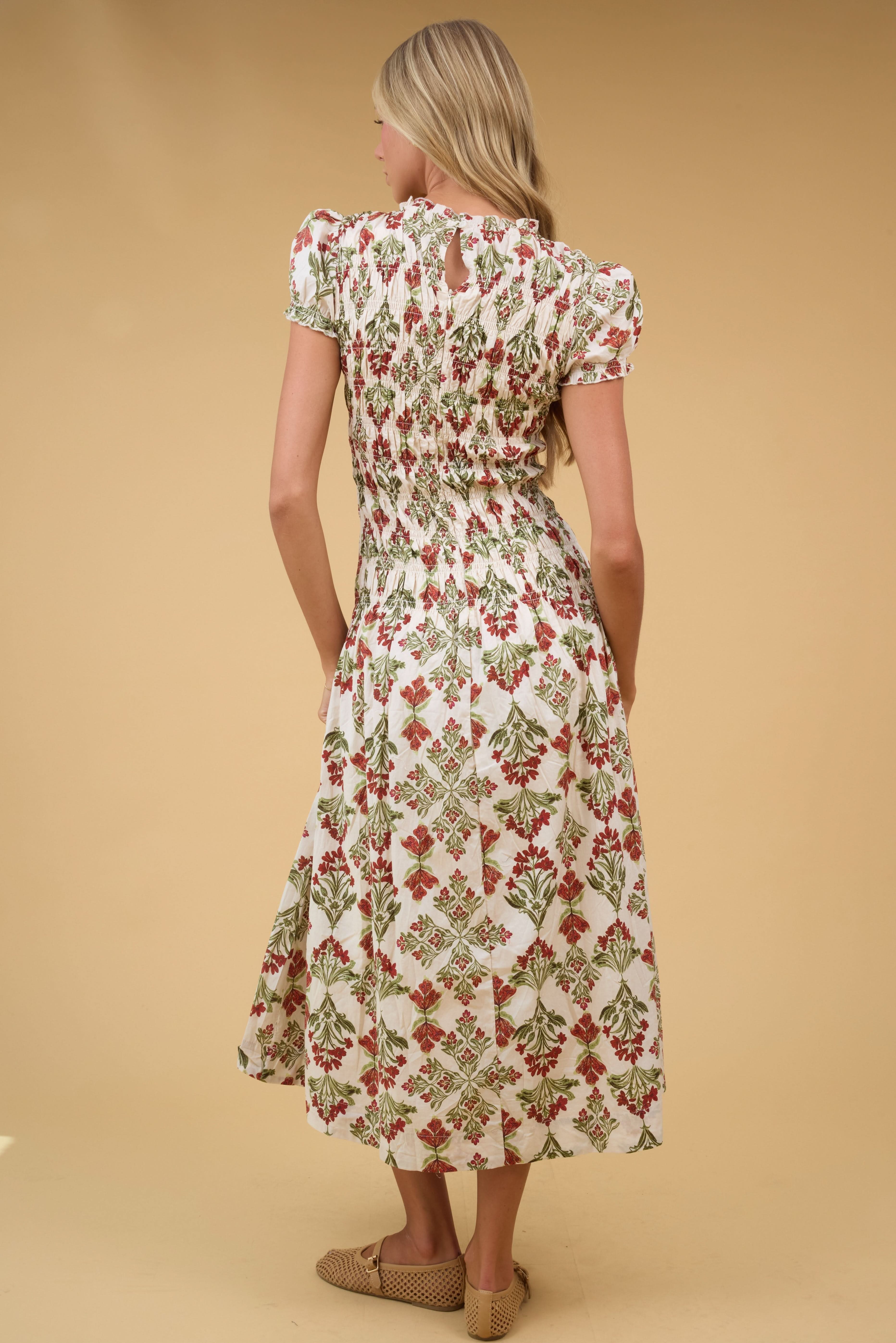 Brass & Roe Maci Smocked Maxi Dress