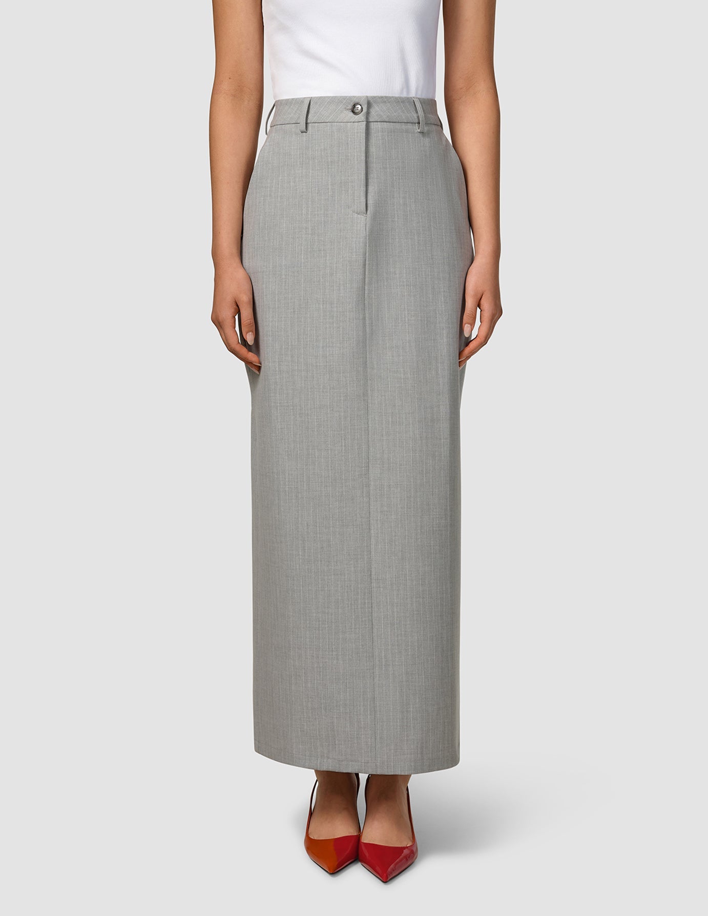MaxiSkirtGreyPinstripe1.jpg Essential Maxi Skirt Light Grey Pinstriped