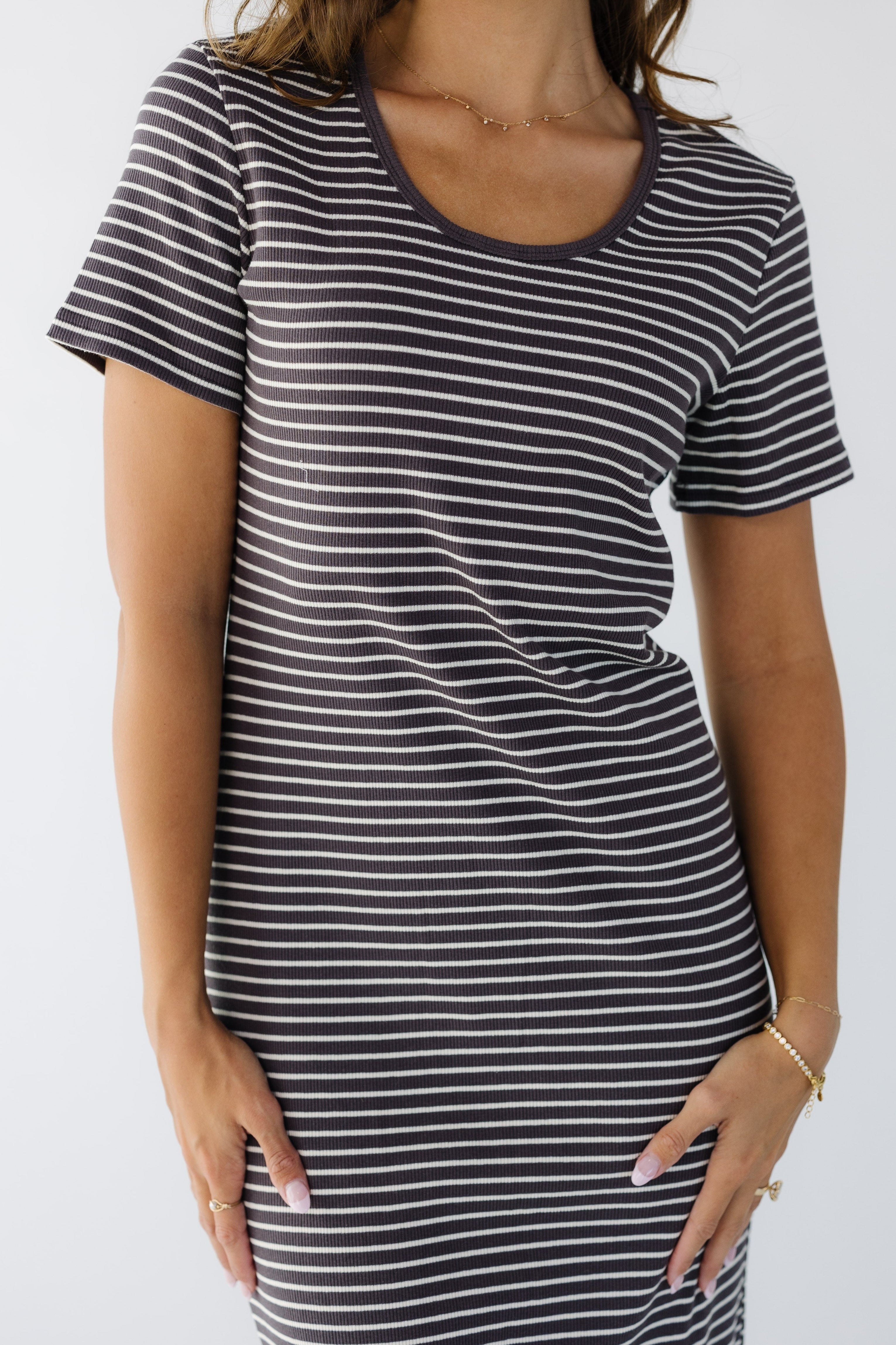 Brass & Roe Striped Midi Dress