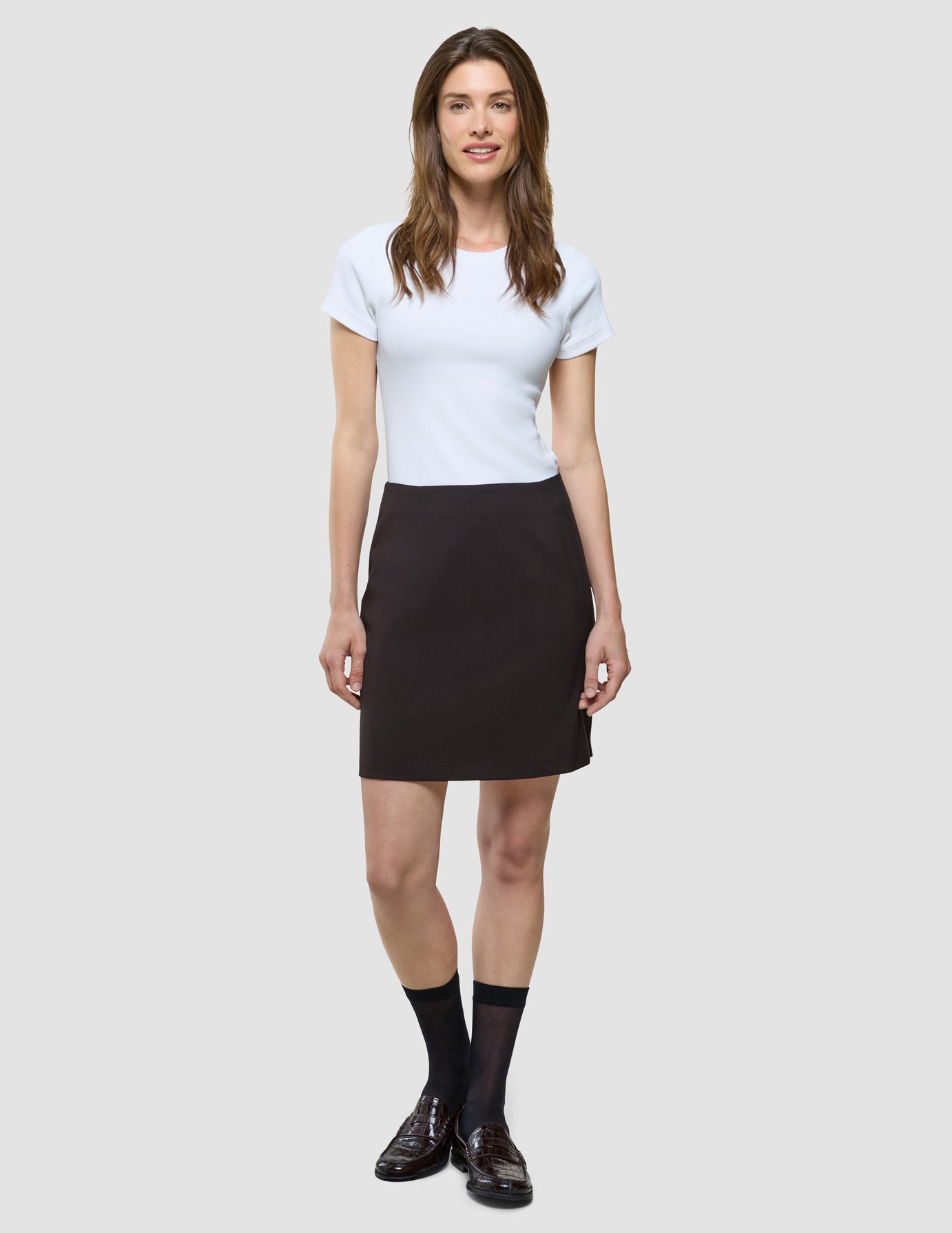ease-shirt-skirt-mocha-melange-3.jpg Women Ease Short Skirt Mocha Melange